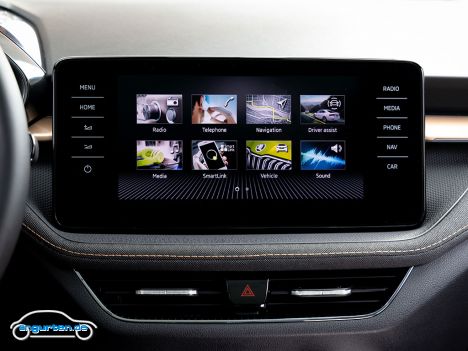 Der Skoda Fabia 2022 - Infodisplay - natürlich Touchscreen. Das ist allerdings optional.