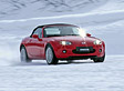 Im Schnee sollte man den Mazda MX-5 besser geschlossen fahren. Ab 4 Grad ist das Frischluftvergnügen doch etwas eisig.