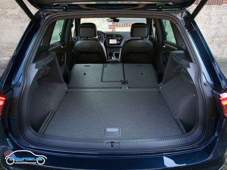 VW Tiguan II Facelift 2021 - Gepäckraum - leider beim Umklappen nicht ganz plan.