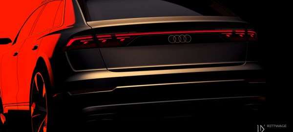 Skizze des Hecks des Audi Q8 Facelifts. Bild: Audi